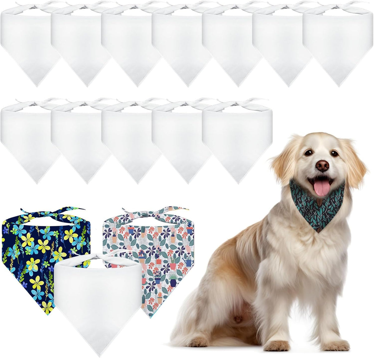 30 PCS Sublimation Blank Dog Bandana,DIY Custom Holiday Dog Scarf, Sublimation pet Triangle bib Handkerchief Accessories Tags Blanks Bulk