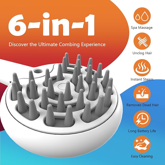 Cat Brushes for Indoor Cat, 6 in 1 Pet Steam Brush for Dog Cats Grooming Kit Supplies Hair Grooming for Long Short Hair Cats Dogs Massage & 2 Water Spray Modes Shedding Brush