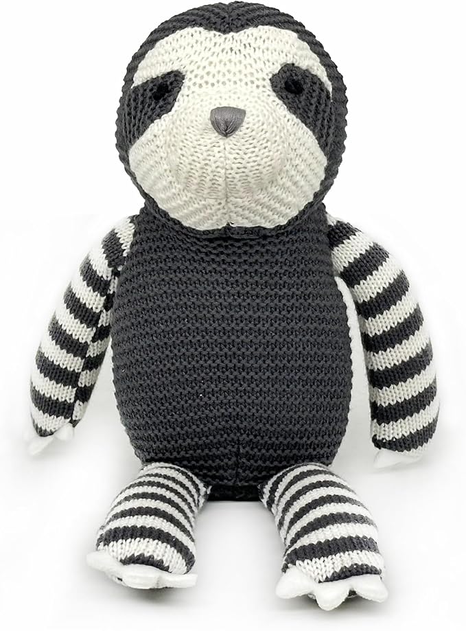 100% Organic Cotton Baby Toys 7.1" Sloth Stuffed Animal for Newborn (Grey)