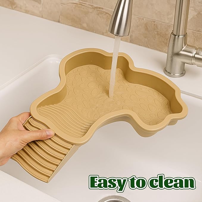 Large Reptile Water Bowl with Ramp, Thickened Non-Slip Feeding Dish & Bathing Pool for Turtle, Snake, Gecko, Bearded Dragons, Lizard Habitat Accessories