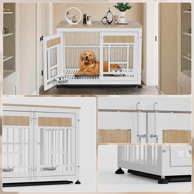 Heavy Duty Dog Crate Furniture for Large Dog, 48 Inch Decorative Pet House End Table, Extra Large Wooden Cage Kennel Furniture Indoor