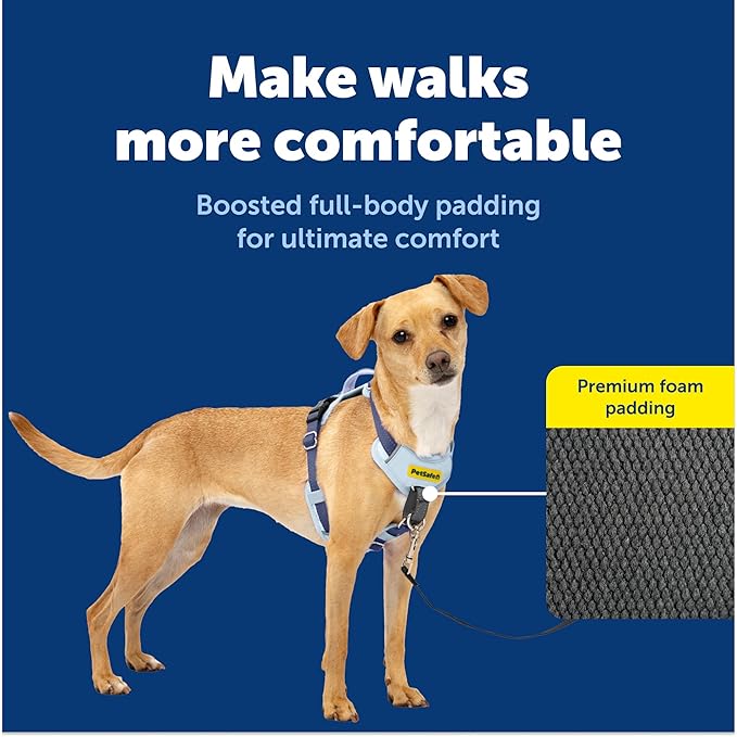 PetSafe Easy Walk Comfort No-Pull Dog Harness - Better Walk Training Harness - Full Body Padded Design - Durable Fabric - 5 Point Adjustable Fit - Everyday Leash Training - Blue - X-Small