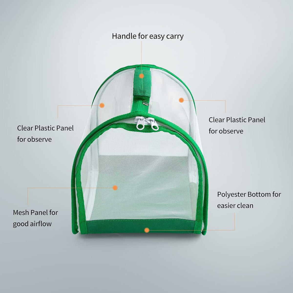 Small Butterfly Habitat, Insect Mesh Cage, Caterpillar Enclosure, Critter Cage, Bug Terrarium Portable Carry Handle Easy to Observe 8 x 8 x 8 Inches