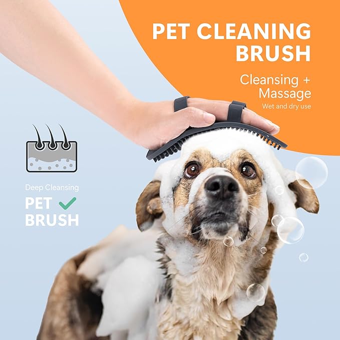 Li&Zhao Dog Bath Brush - 2 PCS Dog Grooming Brush Pet Scrubber for Bath Pet Shampoo Brush Massage Rubber Comb Pet Comb for Shower