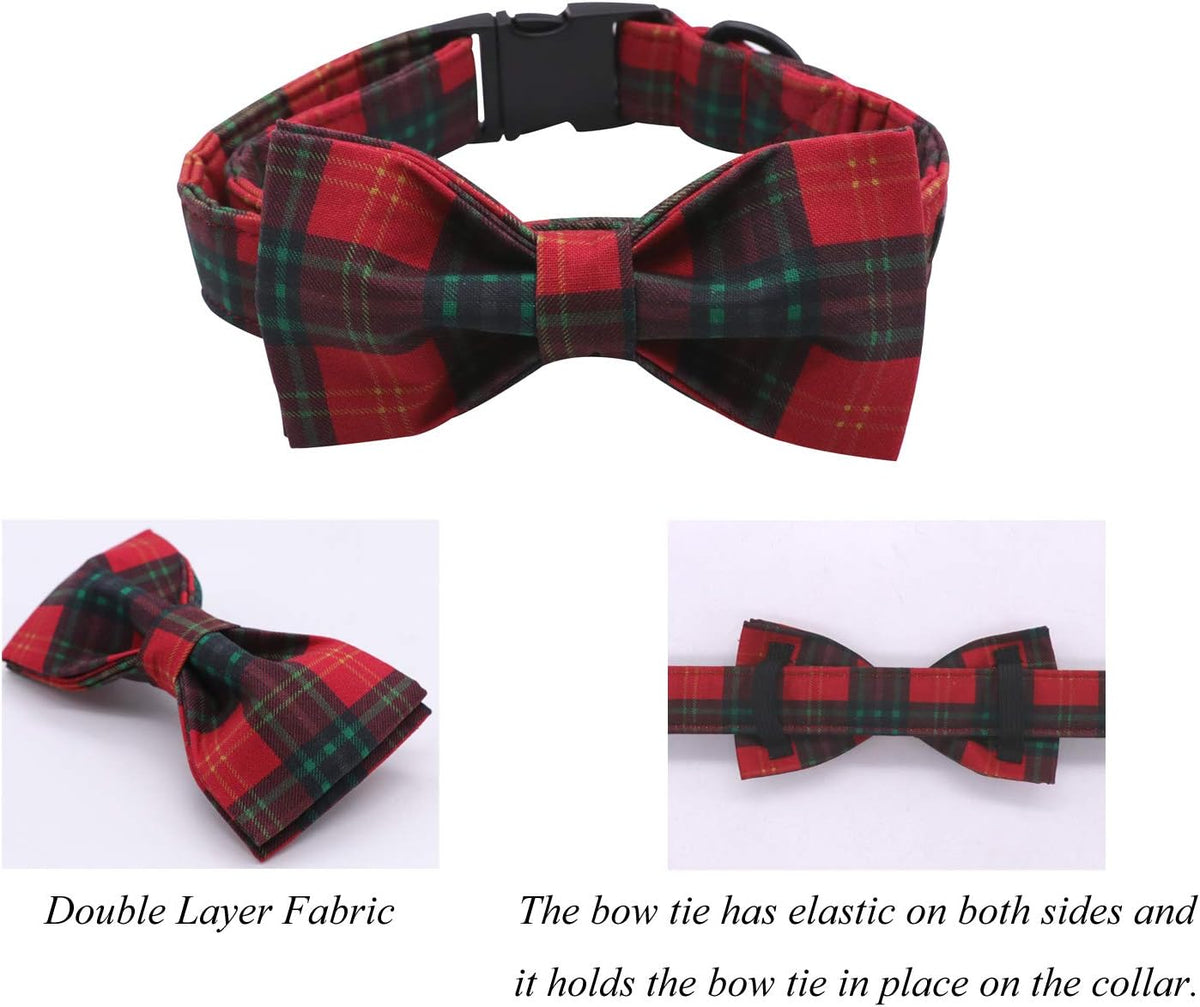 Lionet Paws Christmas Dog and Cat Collar with Bowtie,Soft and Comfortable,Adjustable Collar