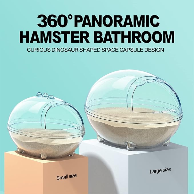 Hamster Bathroom,Hamster Bathtub Box,dust Bath for Hamster,Hamster Sand Bath Container,Hamster Bath,Hamster Bathing Bowl,Transparent Hamster Bathtub Toilet for Hamster Accessories (S)