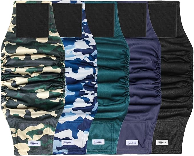 Reusable Dog Diapers Male, Premium Washable Belly Bands for Male Dogs, Pack of 5, High Absorbing XXL Male Dog Wraps for Doggie & Puppy in Incontinence or Excitable Urination and Training(XXL)