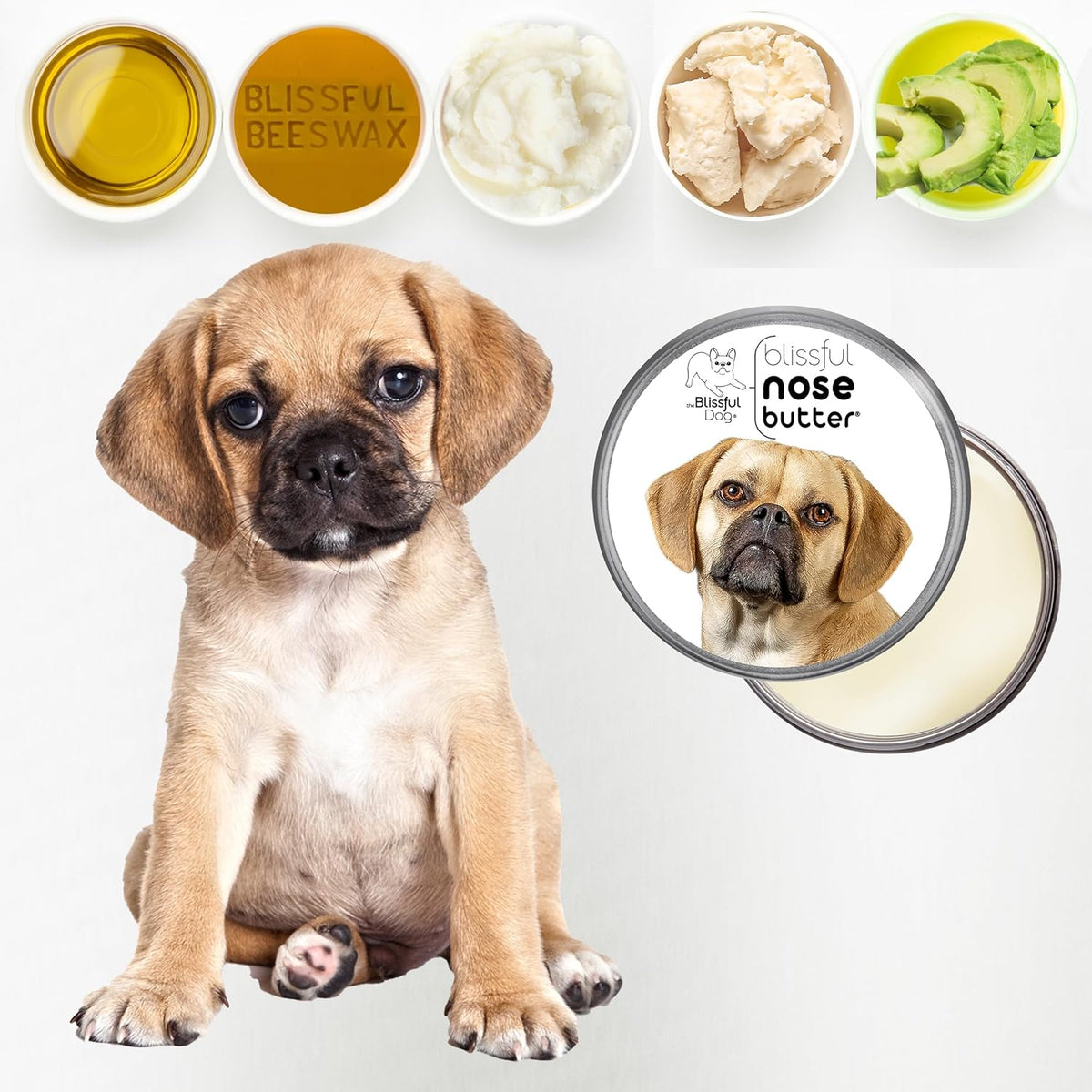The Blissful Dog Puggle Unscented Nose Butter - Dog Nose Butter, 8 Ounce