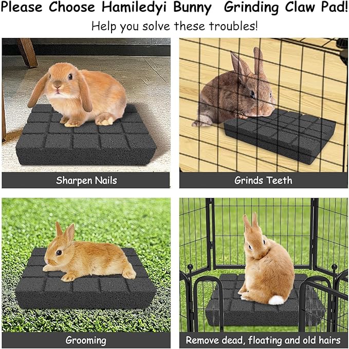 Hamiledyi 8PCS Rabbit Scratching Pads Bunny Lava Grinding Claw Pads Small Animal Foot Pads Hamster Scratch Board Chew Toys for Gerbil Chinchilla Hedgehog Guinea Pig Cage Accessories