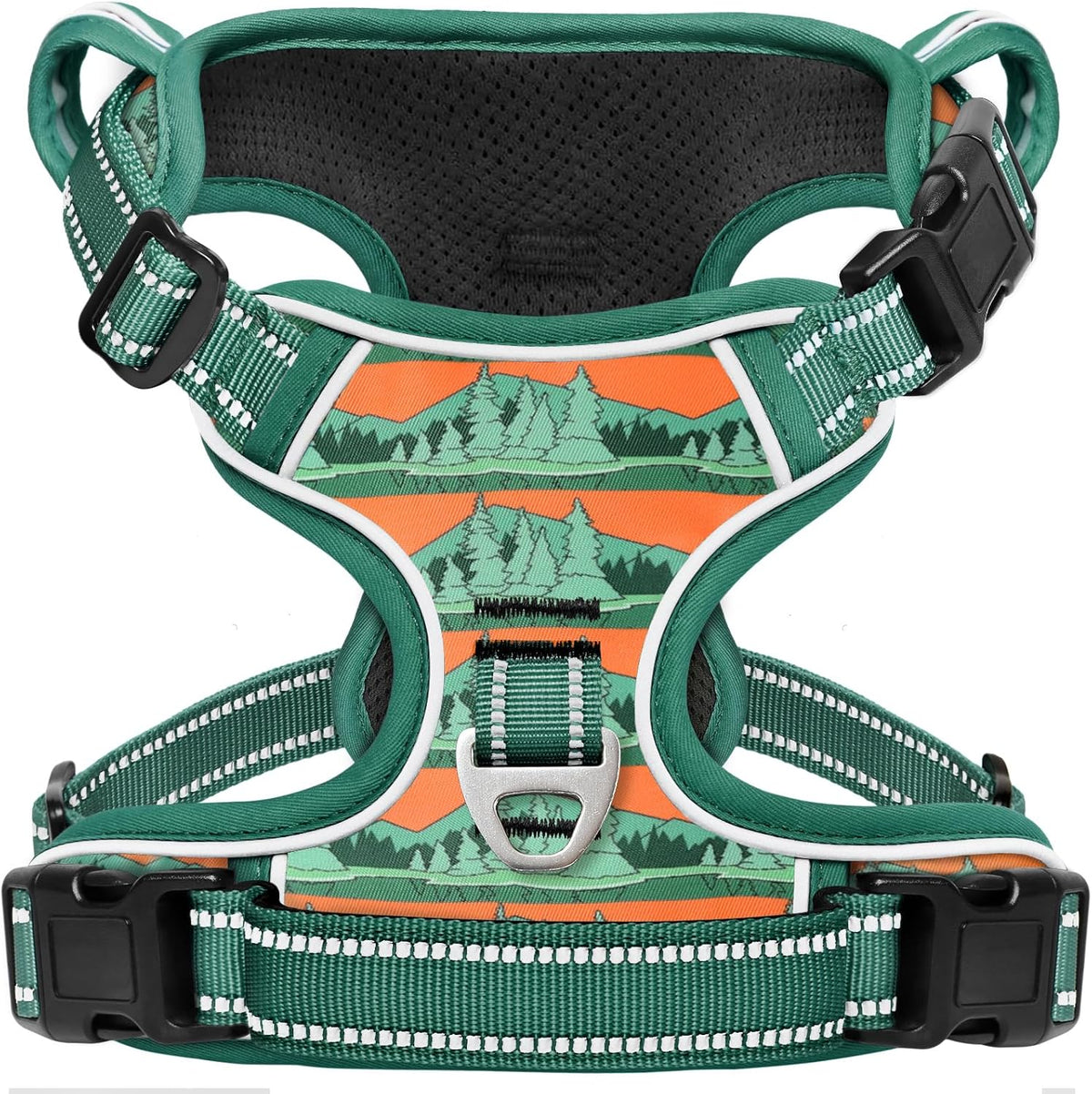 Timos No Pull Dog Harness,No Choke Front Clip Dog Reflective Harness,Adjustable Soft Padded Pet Vest with Easy Control Handle for Medium Dogs,Wilderness,M
