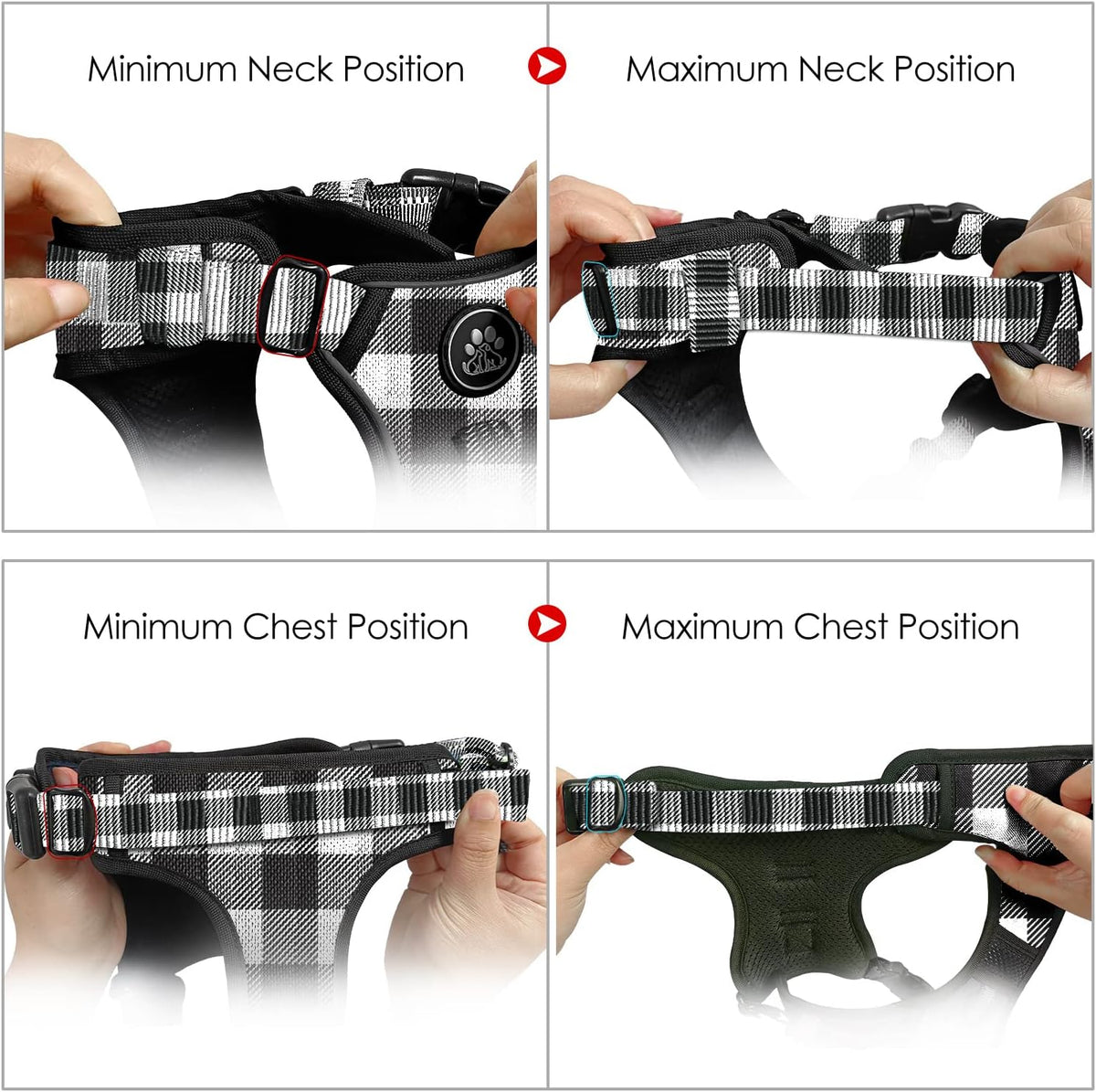 NESTROAD No Pull Dog Harness with Leash, Reflective No Choke Pet Vest Harness,Adjustable Soft Padded Dog Harness with Easy Control Handle for Large Dogs(Checkered Black,X-Large)