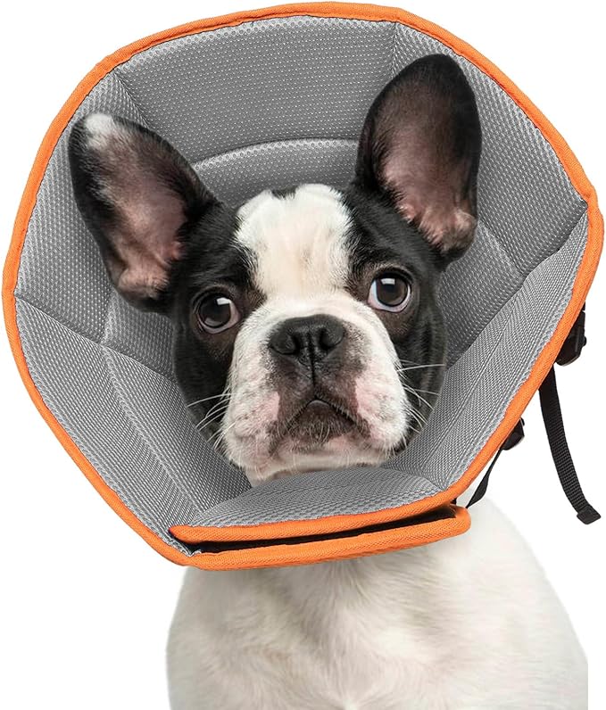 Dog Cone Collar S, Soft Cones for Large Medium Small Dogs,Adjustable Dog Cone Alternative to Stop Licking, Comfy Elizabethan Collar for After Surgery Wound Healing & Hot Spots Orange