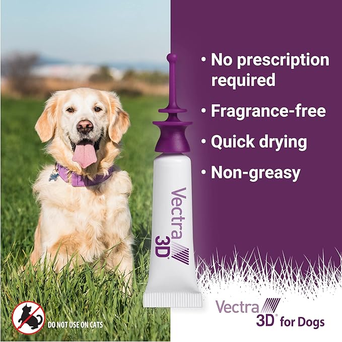 Vectra 3D for Dogs Flea, Tick & Mosquito Treatment & Prevention for Large Dogs (56 to 95 lbs) , 3 month supply