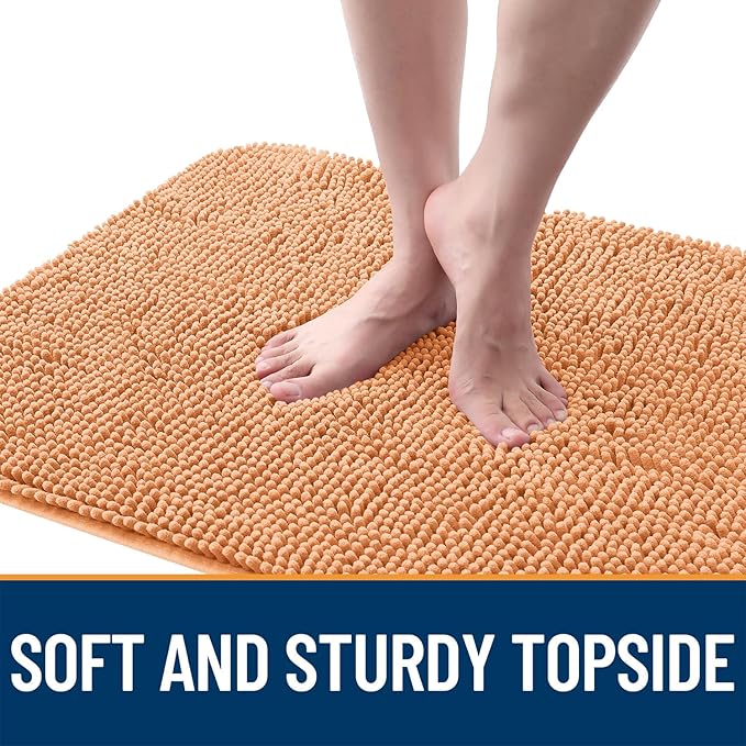 OLANLY Dog Door Mat for Muddy Paws 24x16, Absorbs Moisture and Dirt, Absorbent Non-Slip Washable Doormat, Quick Dry Chenille Mud Mat for Dogs, Entry Indoor Entryway Carpet for Inside Floor, Orange
