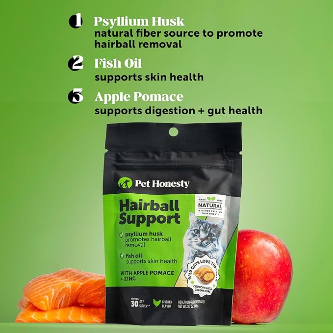 Cat Hairball Support Crunchy & Creamy Chews, Hairball Remedy Cat Treats, Furball Treatment, Supports Skin & Coat, Digestion, Vitamins & Hairball Medicine, Chicken (90-Day Supply)