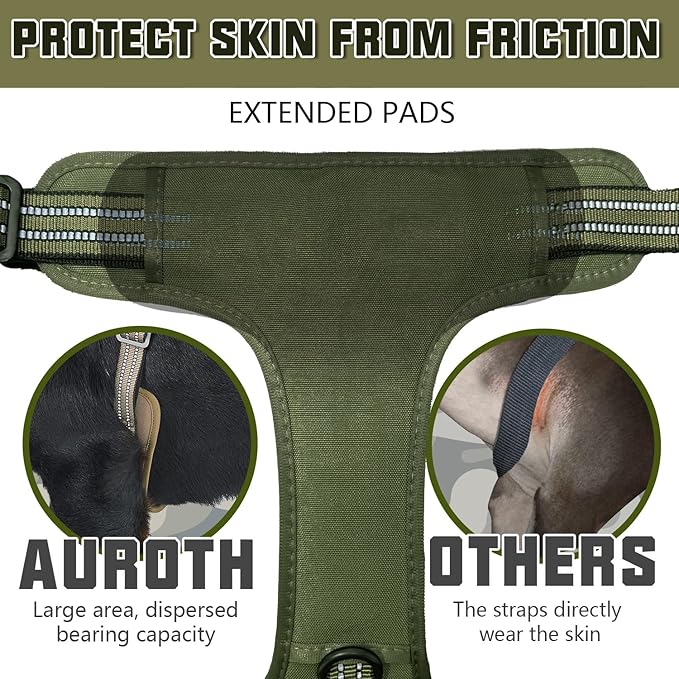 AUROTH Tactical Dog Harness for Large Dogs No Pull Adjustable Pet Harness Reflective K9 Working Training Easy Control Pet Vest Military Service Dog Harnesses