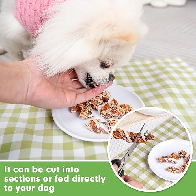 MON2SUN Dog Treats, Triple Flavor Jerky Twist Sticks, 5-7 Inch Chicken Duck and Codfish Sticks Chews for Small Dogs, Healthy Snacks, 17.64 oz (25 Count-Pack of 1)