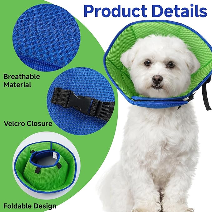 Dog Cone Collar XL, Soft Cones for Large Medium Small Dogs,Adjustable Dog Cone Alternative to Stop Licking, Comfy Elizabethan Collar for After Surgery Wound Healing & Hot Spots Blue