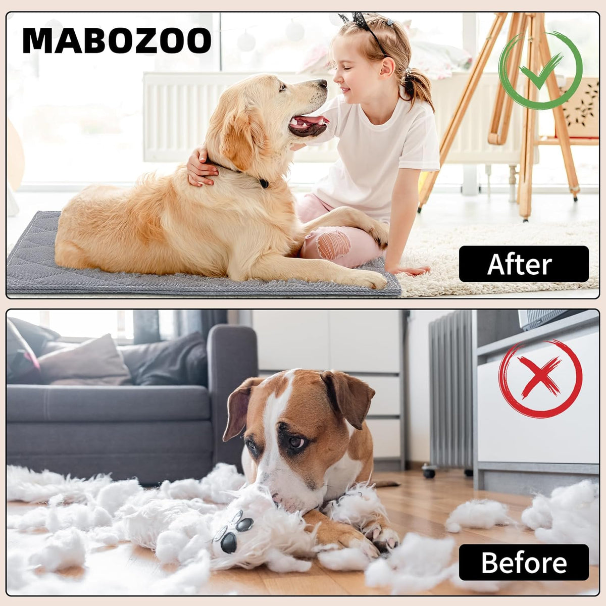 MABOZOO Indestructible Dog Bed, Chew Proof Crate Pad for Aggressive Chewers - Machine Washable Quilted Mat for Small Dogs - Durable Grey Kennel Pad (22x35 in)