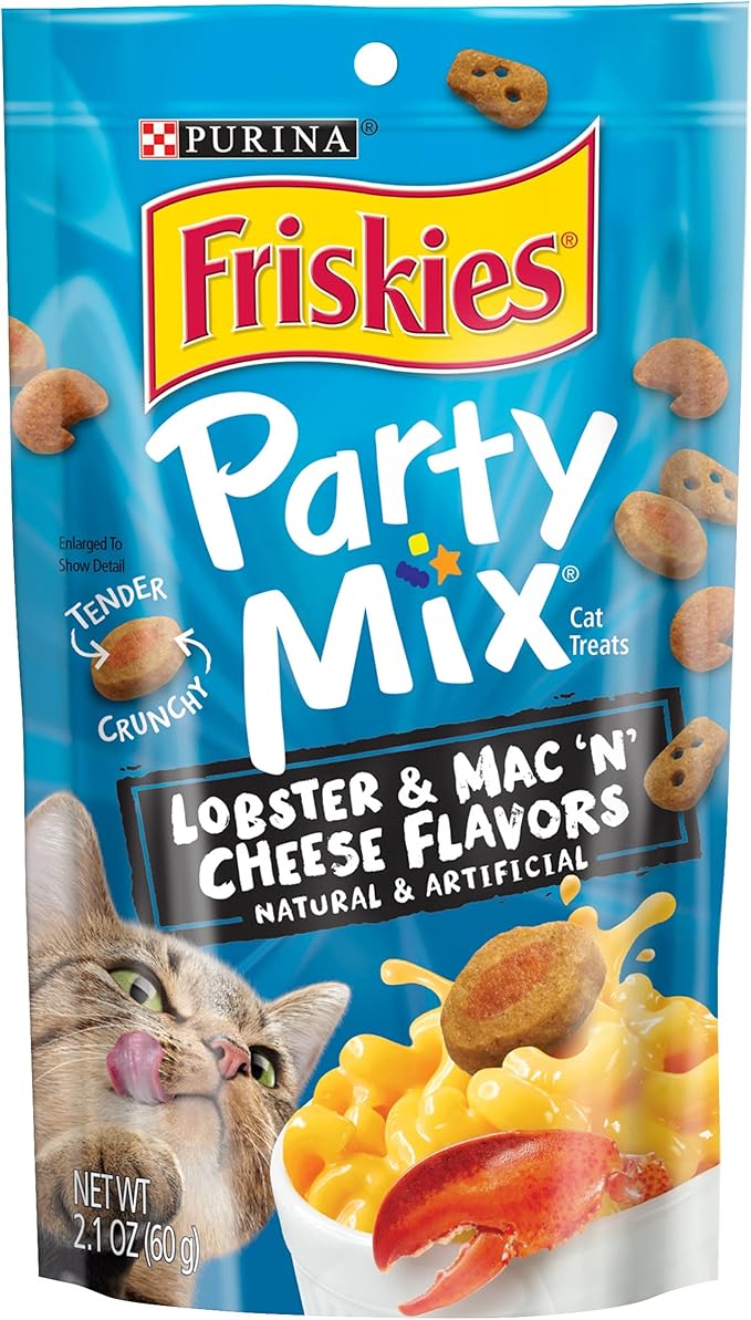 Purina Friskies Party Mix Cat Treats (Lobster & Mac N Cheese, 2.1 Ounce (Pack of 6))