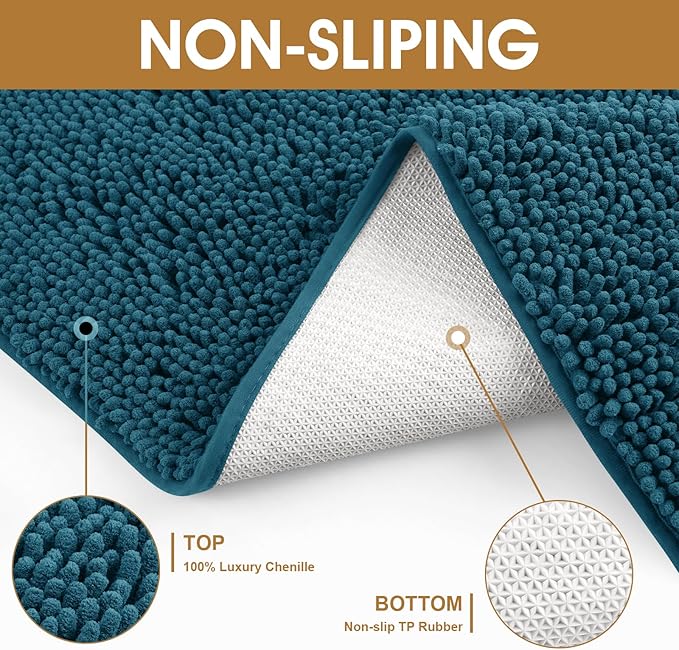 IM HOME 48" x 38" Teal Blue Dog Door Mats for Muddy Paws, Chenille Absorbent Dog Mat, Non Slip Heavy Mud Mat for Dogs, Soft Pet Bed Mat for Entryway, Mud Paws, Inside Floor