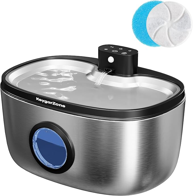 Wireless Cat Water Fountain: 5L Stainless Steel Pet Water Fountain for Cats & Dogs, Automatic Battery Operated Water Dispenser, Ultra-Quiet Indoor Fountain with Filter