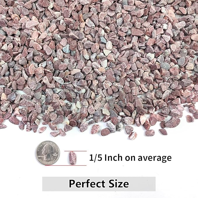 2LB Succulent and Cactus Gravel Pebbles, 1/5 Inch Natural Decorative Polished Stones, River Rocks for Vases Gardening Indoor and Outdoor Decorative Rocks, Red