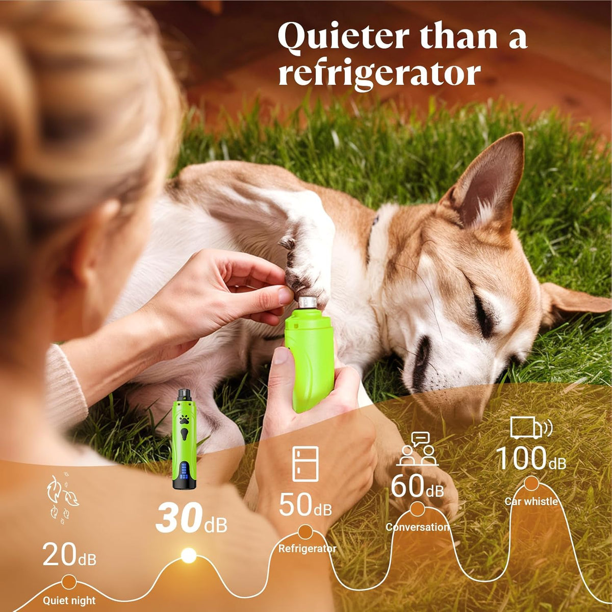 YABIFE Dog Nail Grinder, Dog Nail Trimmers and Clippers Kit, Super Quiet, Rechargeable, for Small Large Dogs Cats Toenail Claw Grooming,3 Speeds