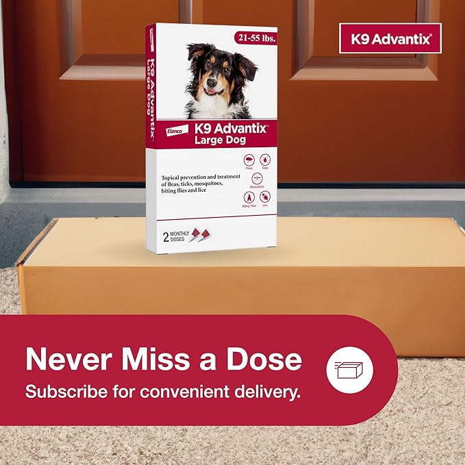K9 Advantix Flea, Tick & Mosquito Prevention for Dogs 21-55 lbs. | Flea Drops for Large Dogs | Apply Monthly | 4 Treatments (Pack of 2)