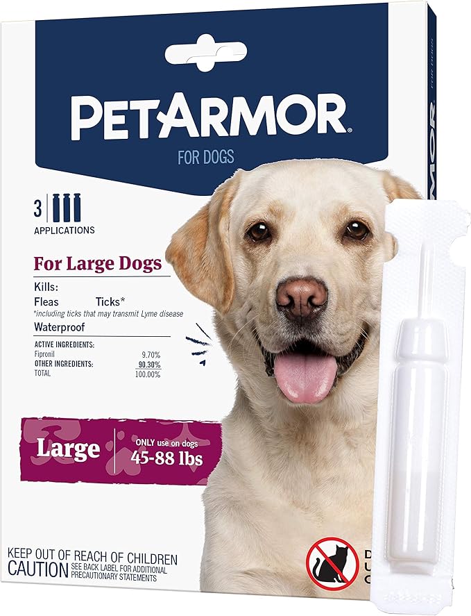 PetArmor for Dogs, Flea and Tick Treatment for Large Dogs (45-88 Pounds), Includes 3 Month Supply of Topical Flea Treatments