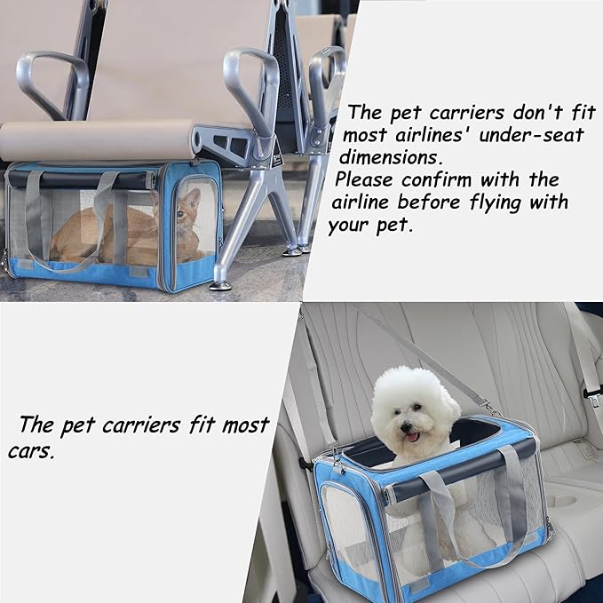 Large Cat Carriers Dog Soft Sided Carriers Cat Soft Sided Carriers Airline Approved Kitten Carrier Reptile Carrier Squirrel Carrier Guinea Pig Carrier(Large_Blue)