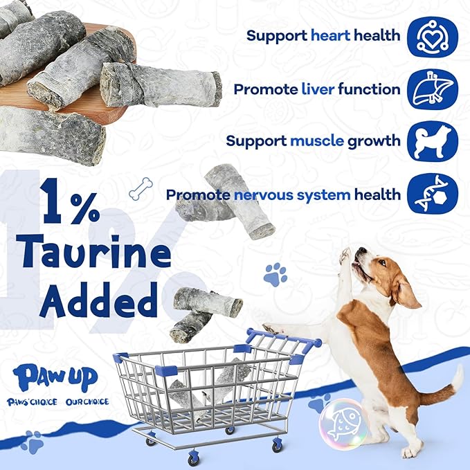 PAWUP Cod Skin Dog Treats - Natural Fish Roll Snacks w/Taurine, Single Ingredient Chews, Rich in Omega 3, 16.2 oz