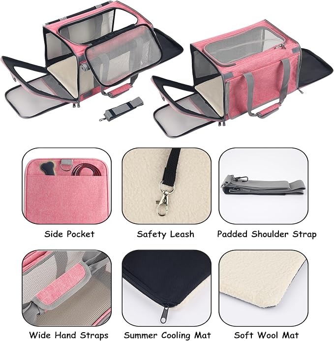 Dog Soft-Sided Carriers Cat Soft-Sided Carriers Dog Carriers Cat Travel Carrier Dog Travel Bag Reptile Carrier Squirrel Carrier Guinea Pig carrierLarge Pink