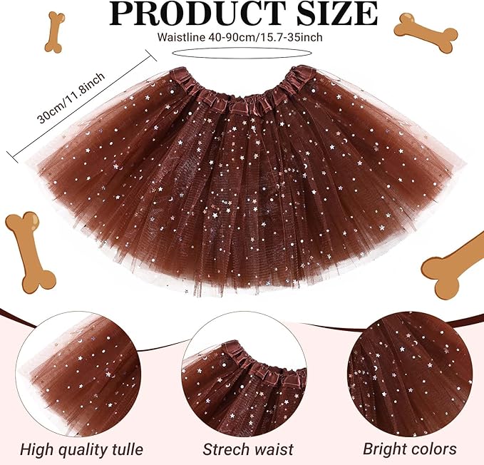 6 Pcs Puppy Costume for Women Include Dog Ears Headband,Bow Tie Tail Nose Paw Gloves and Tutu Skirt for Halloween