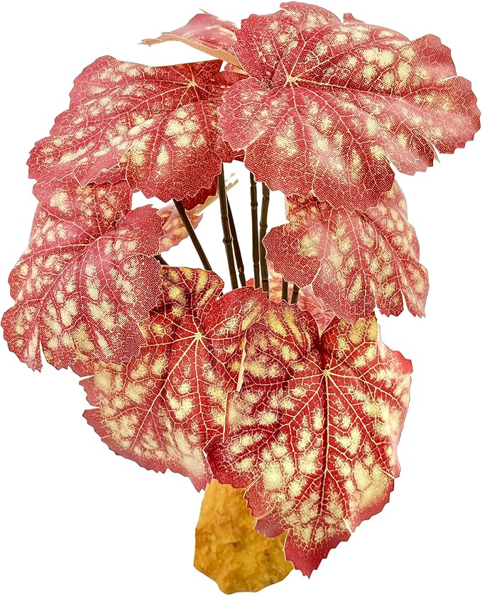 Woyrise Reptile Artificial Plants Terrarium Decor, Amphibian Cage Plant Bearded Dragon Tank Accessories fit Crested Gecko Leopard Lizard Chameleon Ball Python Snake Frog - Pink Heuchera