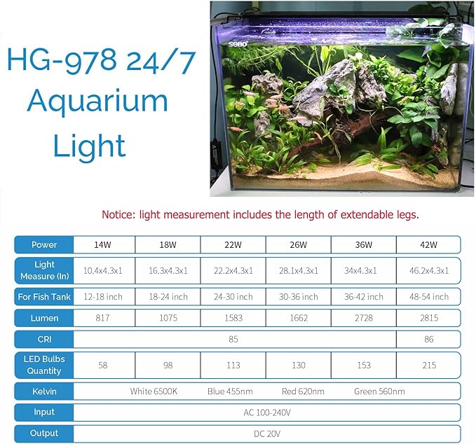 hygger Advanced LED Aquarium Light with Timer, 24/7 Lighting Cycle & DIY Mode, Full Spectrum Fish Tank Light for 36-42 in Freshwater Planted Tank