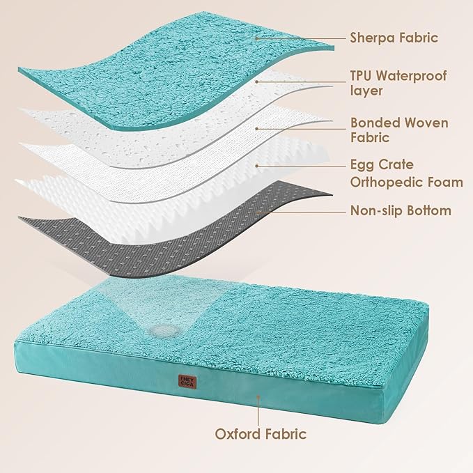 EHEYCIGA Orthopedic XXL Dog Beds for Jumbo Dogs with Removable Washable Cover, Turquoise Blue, 50x36