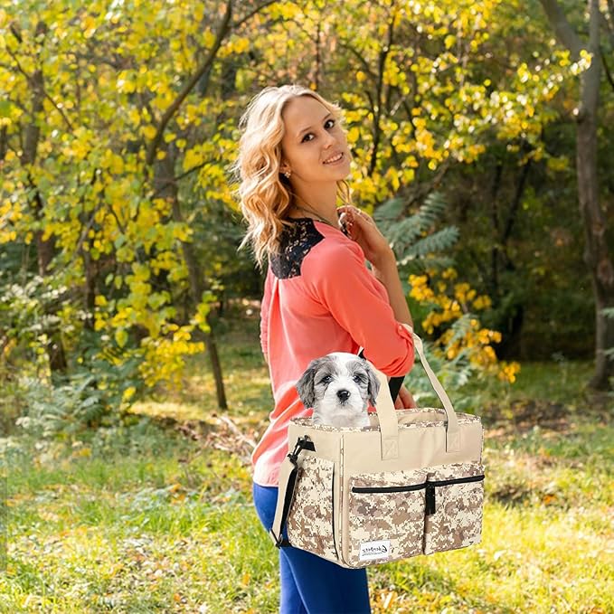 Cat Carrier Bag, Foldable Pet Bag Airline Approved, Pet Travel Carrier for Medium Cats Small Cats Dogs, Sturdy Transport Carriers Long Trips(Brown)