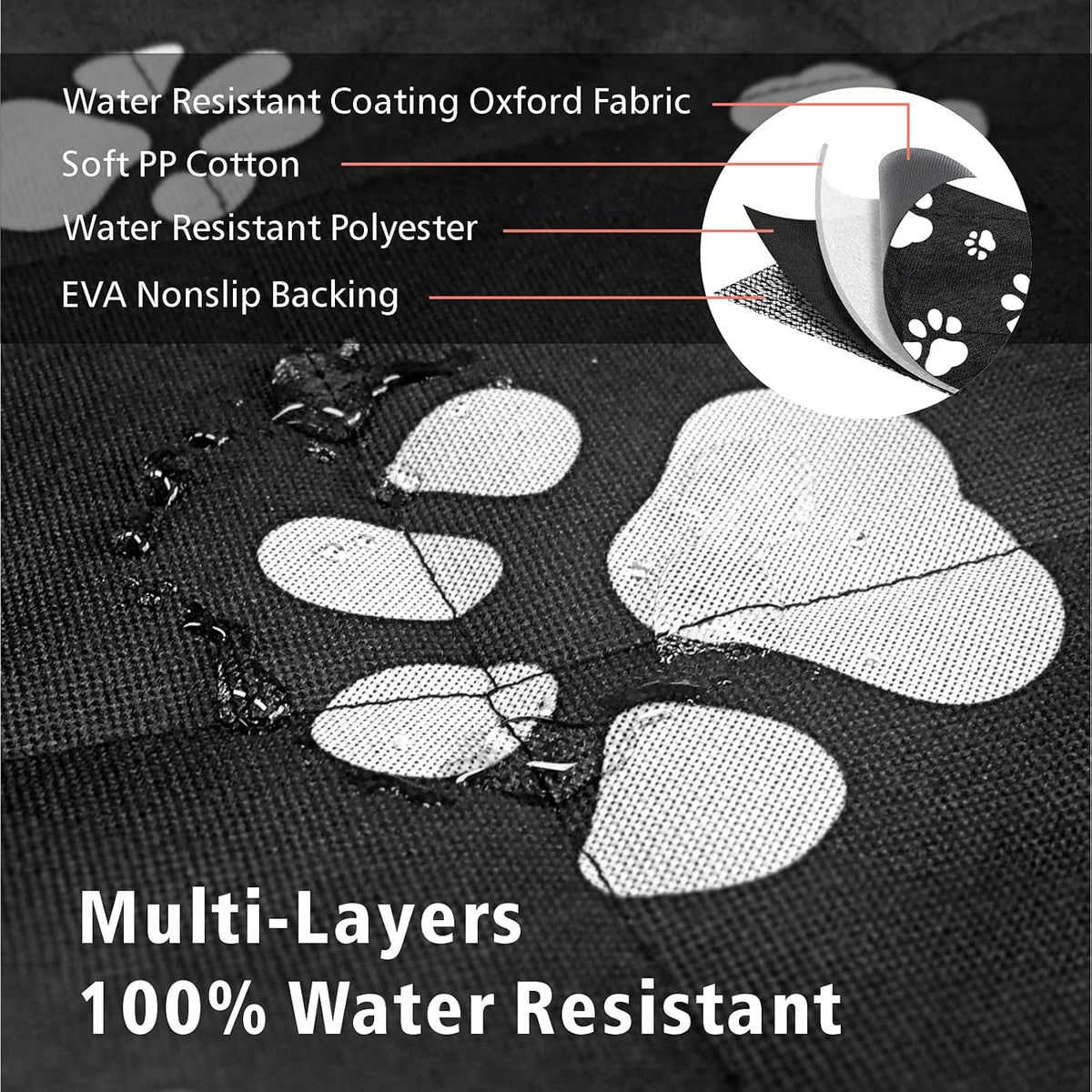 F-color SUV Cargo Liner for Dogs, Water Resistant Pet Cargo Cover Dog Seat Cover Mat for SUVs Sedans Vans with Bumper Flap Protector, Non-Slip, Large Size Universal Fit, Paw Print