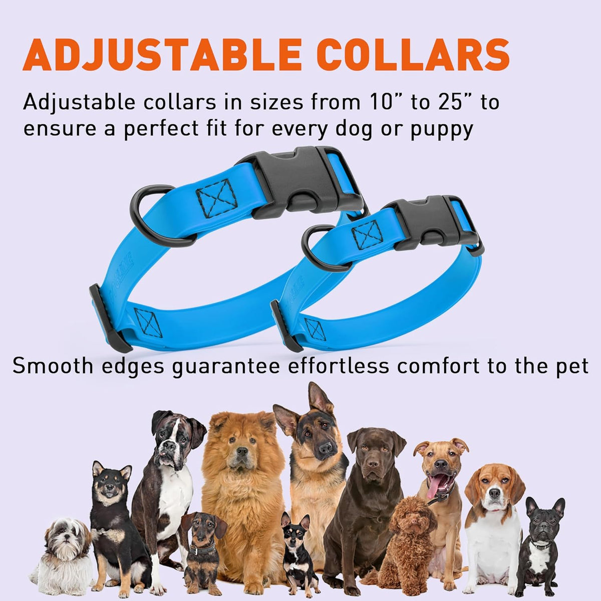Dogline Biothane Waterproof Dog Collar with Quick Release Buckle Strong Coated Nylon Webbing with Odor- Proof for Easy Care Easy to Clean Fits Small Medium Large Dogs, Dogline Blue 5/8" W 9-14" L