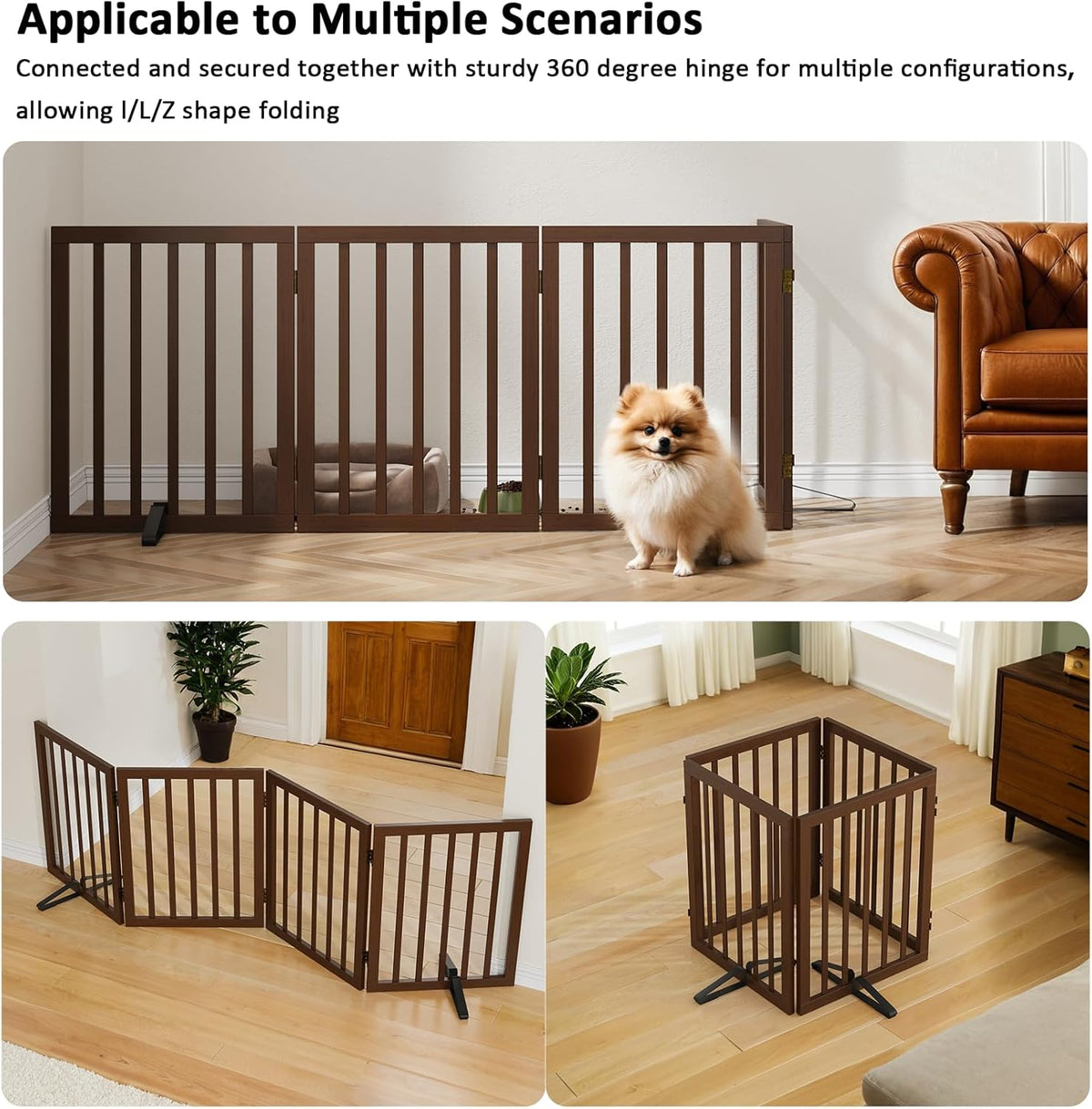 Dog Gate for Stairs,Foldable Dog Gate for Indoor Doorways House,Freestanding Pet Gates for Dogs,Doogie Puppy Fence Gate