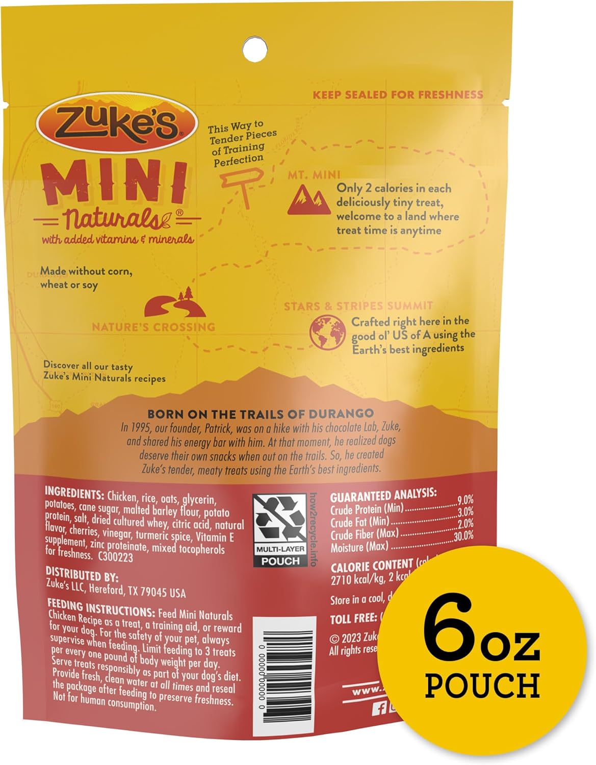 Zuke's, Treats Mini Naturals Chicken Recipe, 6 Ounce (Pack of 2)