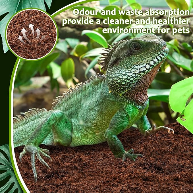Riare 4 Pack Natural Coconut Fiber Substrate for Reptile- Premium Compressed Coconut Husk Terrarium Bedding for Reptile, Tortoise, Frogs, Snakes Hermit Crabs, Burrowing Animals