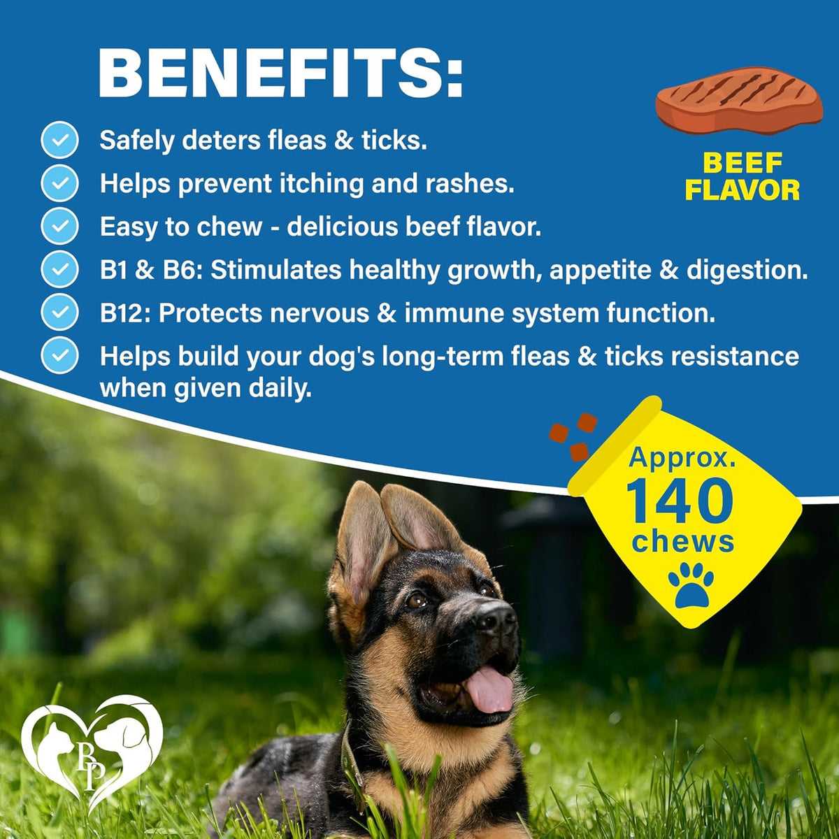Flea and Tick Prevention Chewable Pills for Dogs and Cats - Revolution Oral Flea Treatment for Pets - Pest Control & Natural Defense - Chewables Small Tablets Made in USA (Beef)