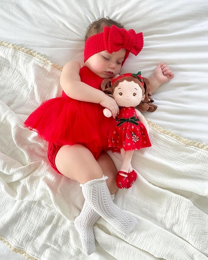 Soft Baby Doll Toys for Girls (12''), My First Christmas Dolls, Baby Rag Doll Plush Toys for Toddler Kids Infants -Baby Jinglebelle-Christmas Limited Edition