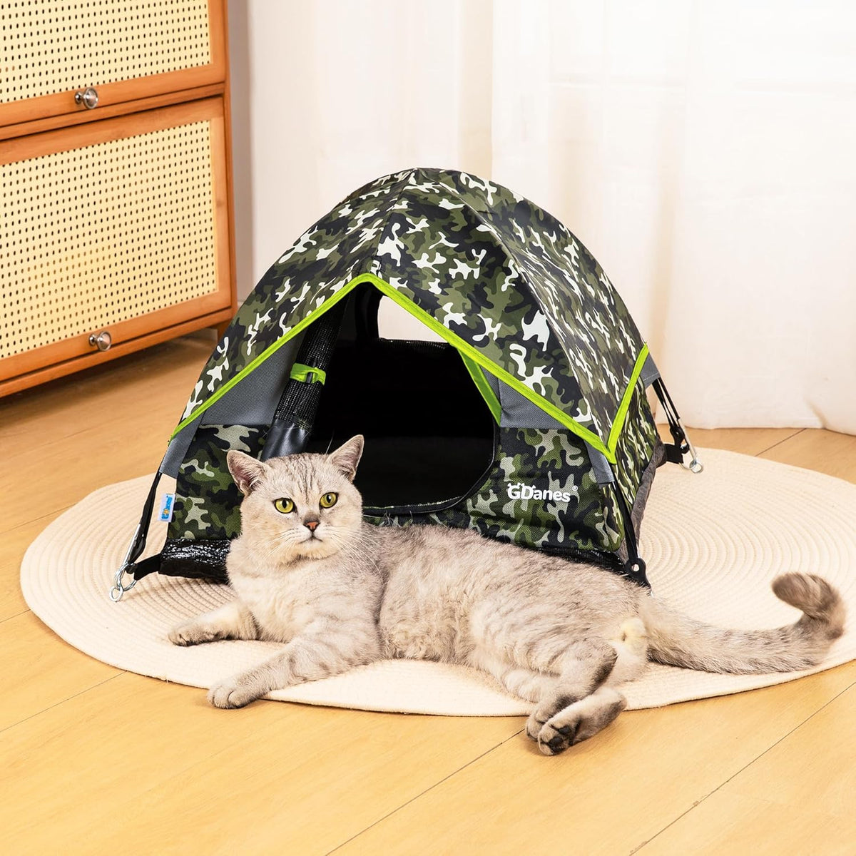 GDanes Camouflage Cat Tent, Portable Pet Cat House with Soft Pad, Cat Cave, Dog House for Small Medium Dogs and Rabbits