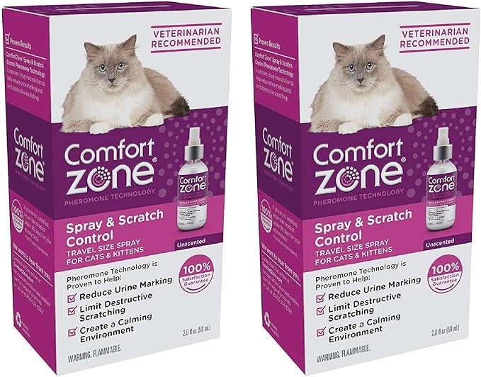 Comfort Zone Spray & Scratch Control Cat Calming Spray (2 x 2 Oz (4 oz Total))