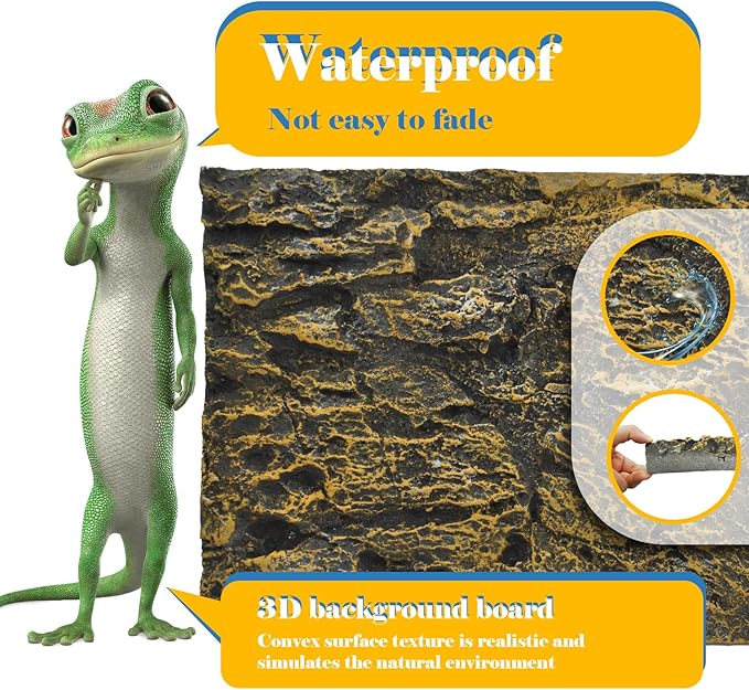 Reptile Tank Background Board Rock Terrarium Cork Background Board 3D Wall Backdrop Aquarium DéCor Backgrounds Amphibian Habitat Decoration for Lizards Leopard Gecko Bearded Dragons Turtle