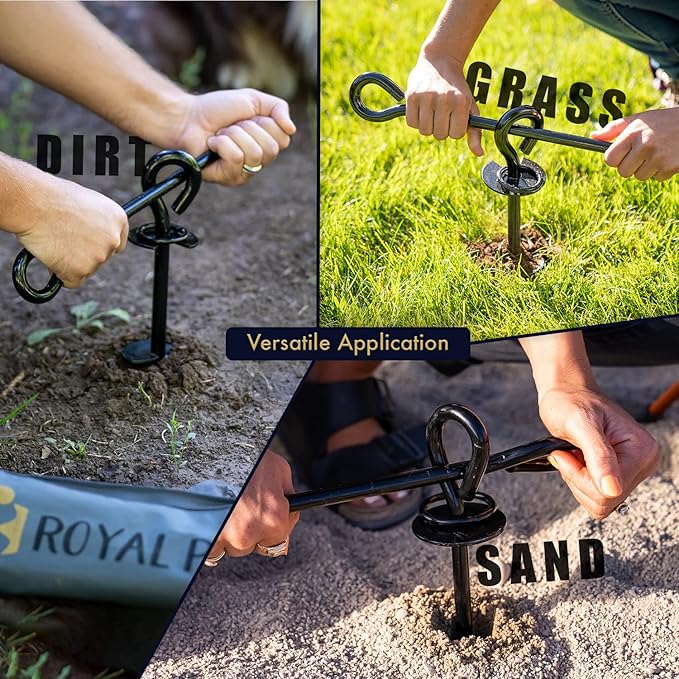 ROYAL-PAW Dog Tie Out Stake - for Large Dogs up to 210 lbs - Heavy Duty Dog Stake for Yard, Beach & Camping Outside - Best in Ground Anchor for a Dog Cable, Leash, Lead Tether (Green)