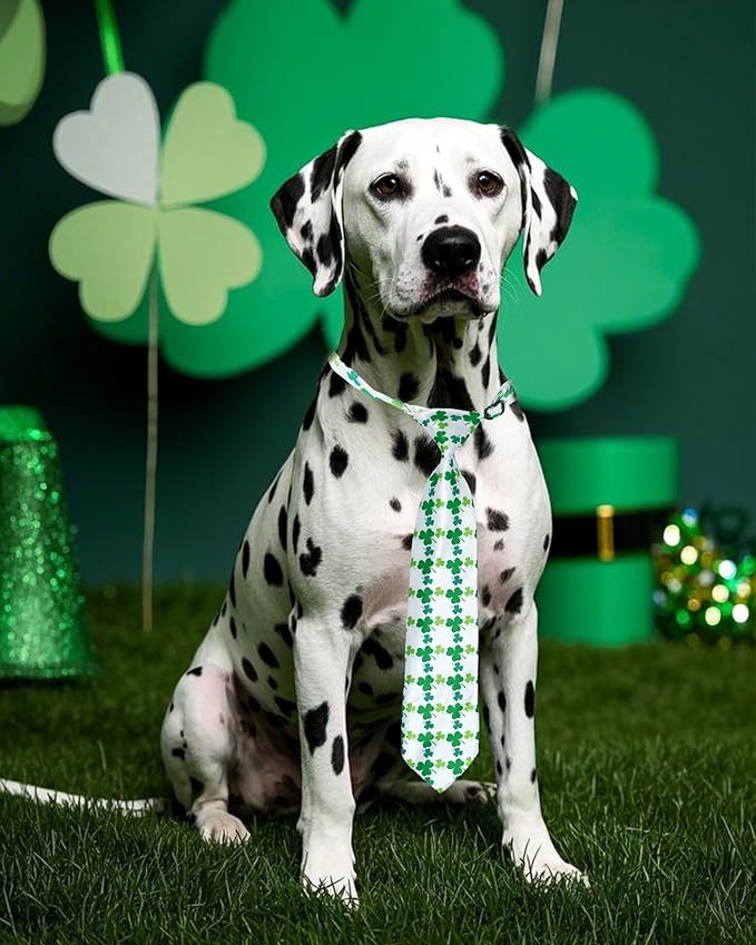 PET SHOW 10 Pack St. Patrick's Day Big Dog Ties Neckties for Large Breed Dogs XL Adjustable Holiday Grooming Accessories Neck Ties Bowties Girl Boy Pets Festival Costumes Wedding Party Gift Favor